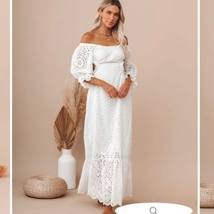 Yael cotton eyelet backless maxi dress